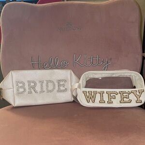 Bride and Wifey Cosmetic Bags - White and Gold